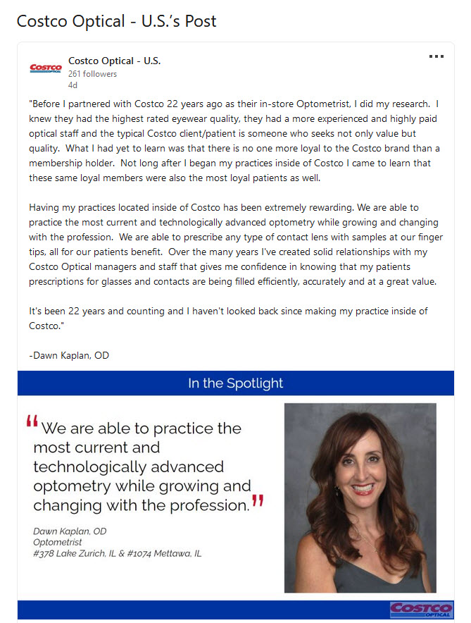 Costco LinkedIn Post